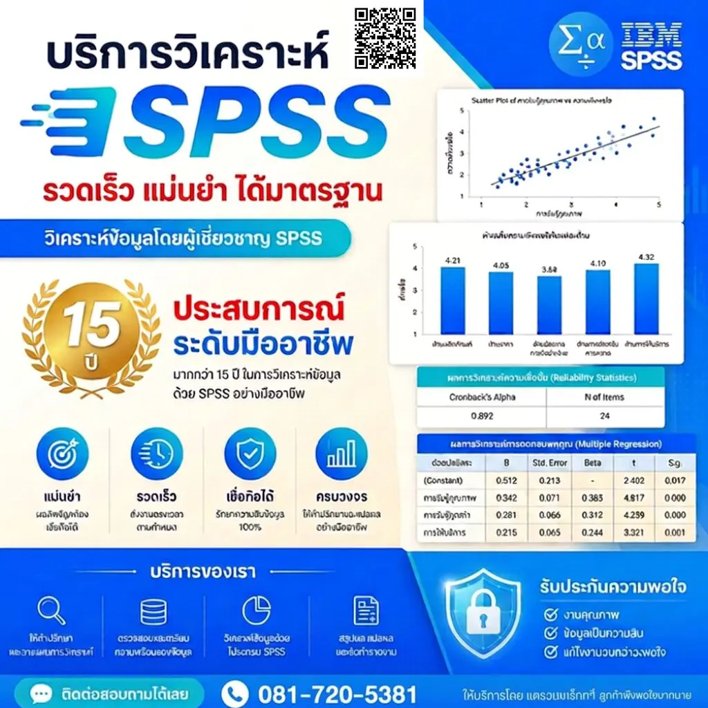 รับวิเคราะห์ข้อมูลSPSS รับวิเคราะห์SPSS รับทำSPSS รับแปลผลSPSS จ้างทำ SPSS