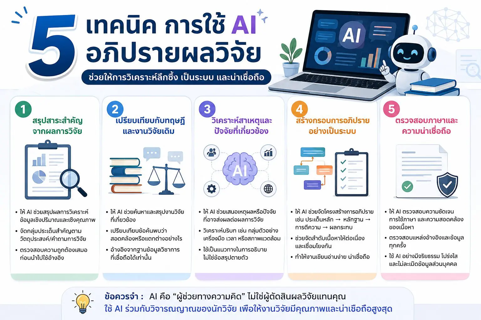 5 เทคนิคการใช้ AI อภิปรายผลวิจัย
